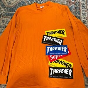 Thrasher logo orange long sleeve shirt